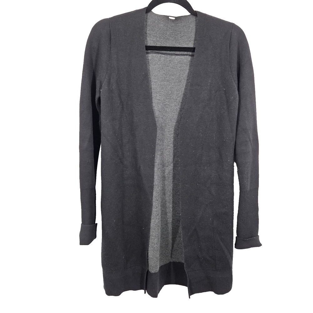 Lululemon Sweater Cardigan Womens S Black City Street Cardigan Open Front Knit